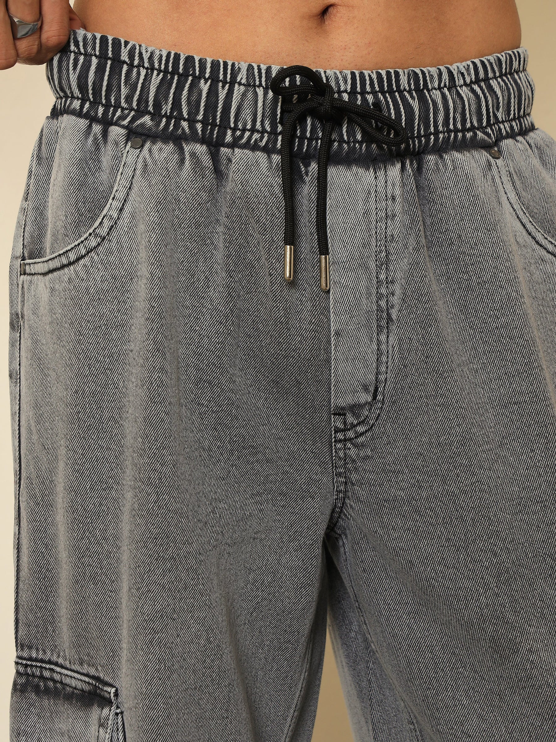 Grey Cargo Pocket Relax Fit Jogger Jeans-MASCLN SASSAFRAS