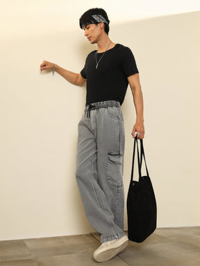 Grey Cargo Pocket Relax Fit Jogger Jeans-MASCLN SASSAFRAS