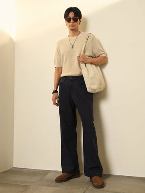 Grey Side Zipper Relax Fit Jeans-MASCLN SASSAFRAS