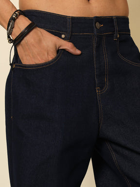 Navy Blue Basic Relax Fit Jeans-MASCLN SASSAFRAS
