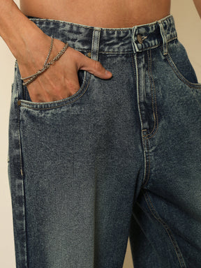Blue Blast Wash Basic Relax Fit Jeans-MASCLN SASSAFRAS