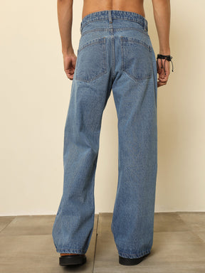 Ice Blue Relax Fit Jeans-MASCLN SASSAFRAS