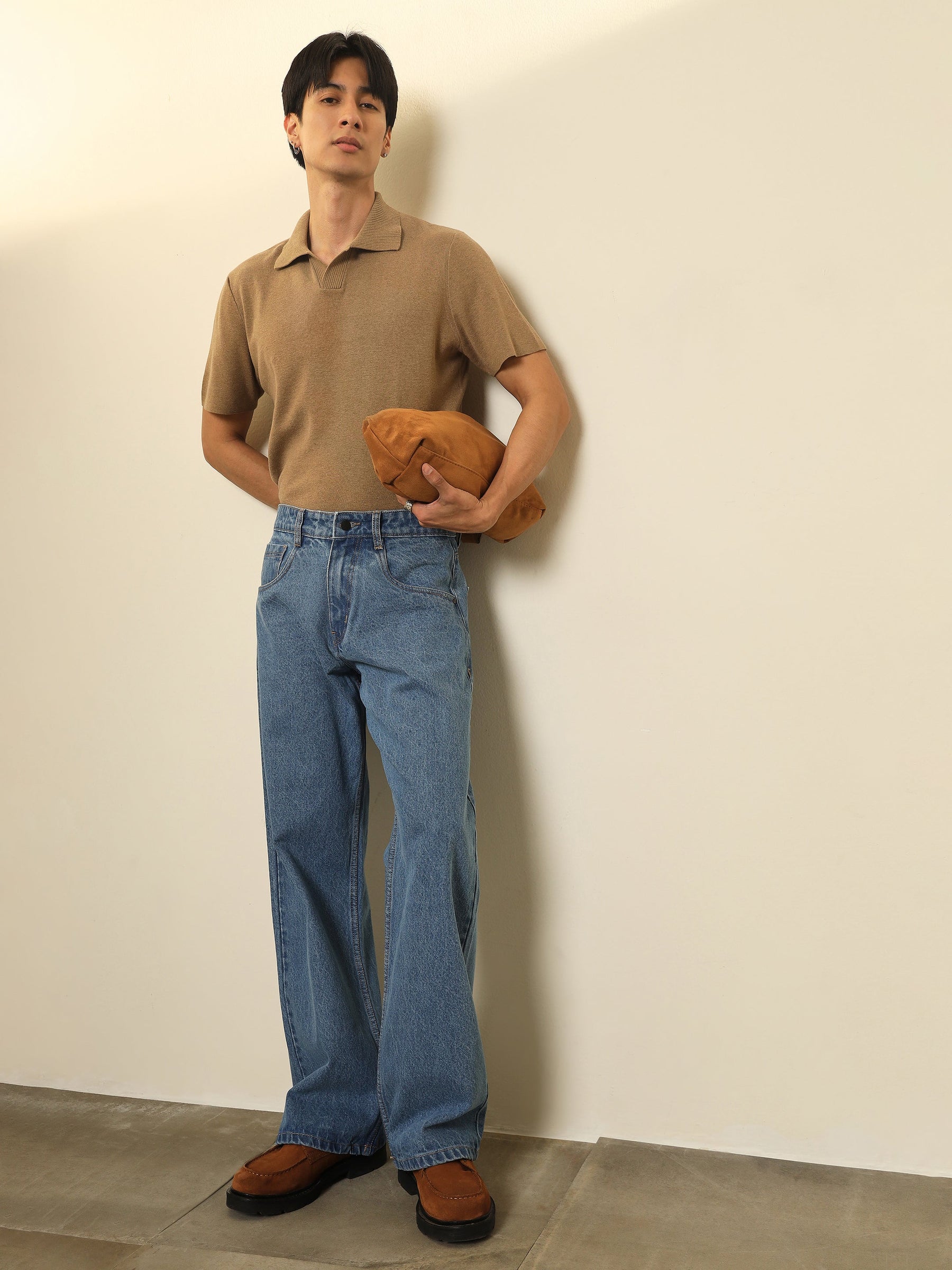 Ice Blue Relax Fit Jeans-MASCLN SASSAFRAS