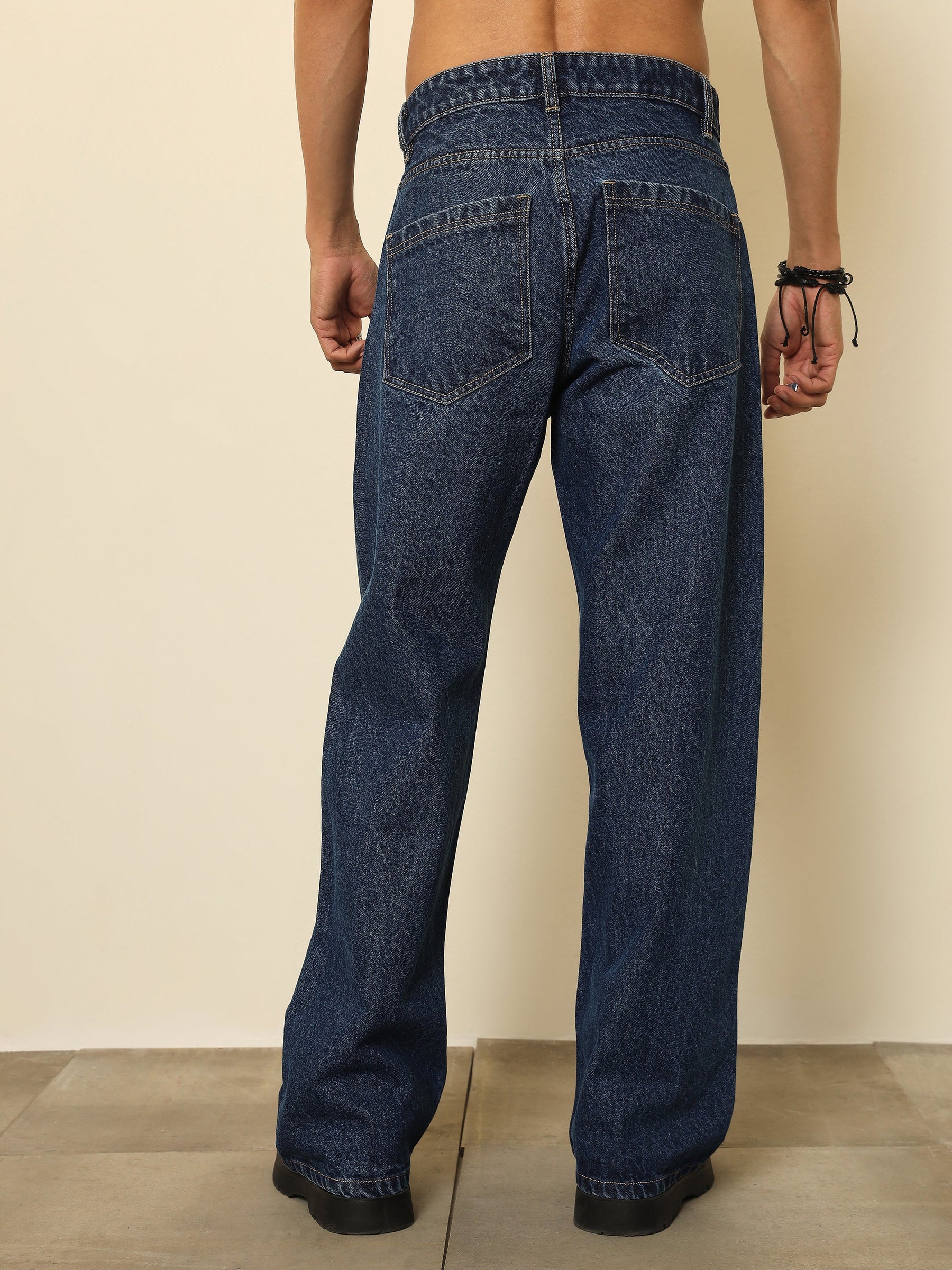 Blue Relax Fit Jeans-MASCLN SASSAFRAS