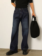 Blue Whisker Wash Relax Fit Jeans-MASCLN SASSAFRAS