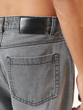 Light Grey Wisker Wash Basic Wide Leg Jeans-MASCLN SASSAFRAS
