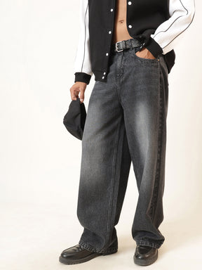 Men Black Wash Basic Wide Leg Jeans