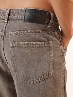 Lihjt Grey Wisker wash Button Fly Wide Leg Jeans-MASCLN SASSAFRAS