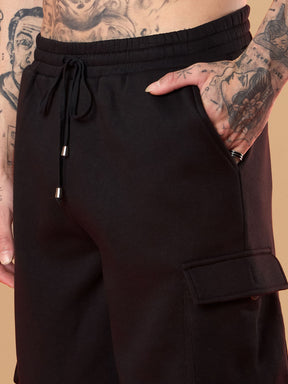 Black Utility Pockets Oversized Joggers-MASCLN SASSAFRAS