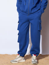 Blue Utility Pockets Oversized Joggers-MASCLN SASSAFRAS