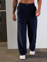 Navy Corduroy Front Dart Pants-MASCLN SASSAFRAS