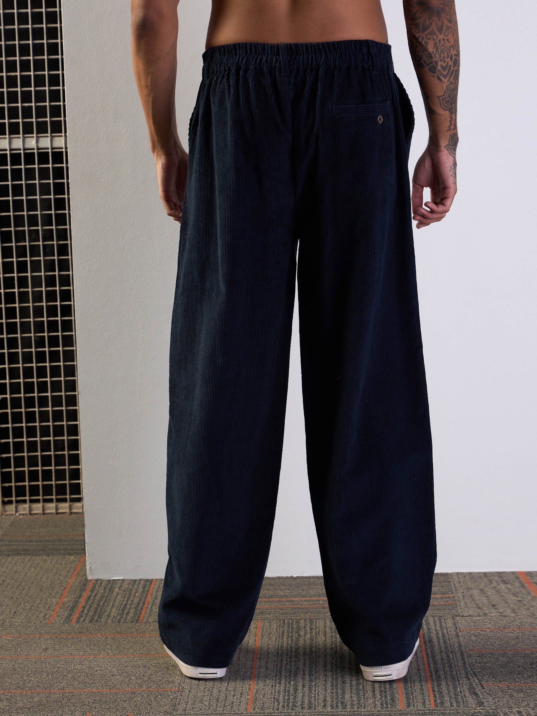 Navy Corduroy Front Dart Pants-MASCLN SASSAFRAS