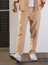 Beige Corduroy Elasticated Pants-MASCLN SASSAFRAS