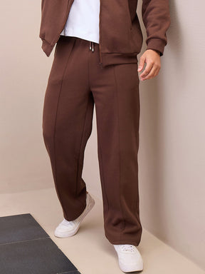 Dark Brown Pintuck Oversize Sweatpants-MASCLN SASSAFRAS