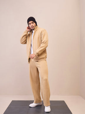 Beige Pintuck Oversize Sweatpants-MASCLN SASSAFRAS