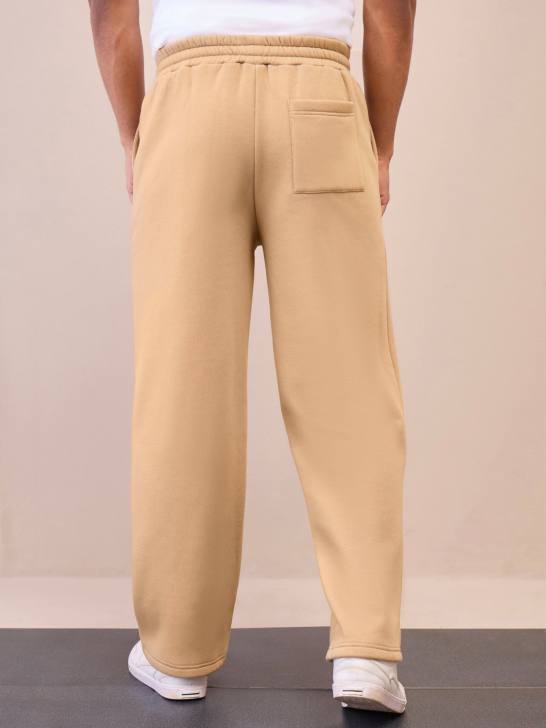 Beige Pintuck Oversize Sweatpants-MASCLN SASSAFRAS