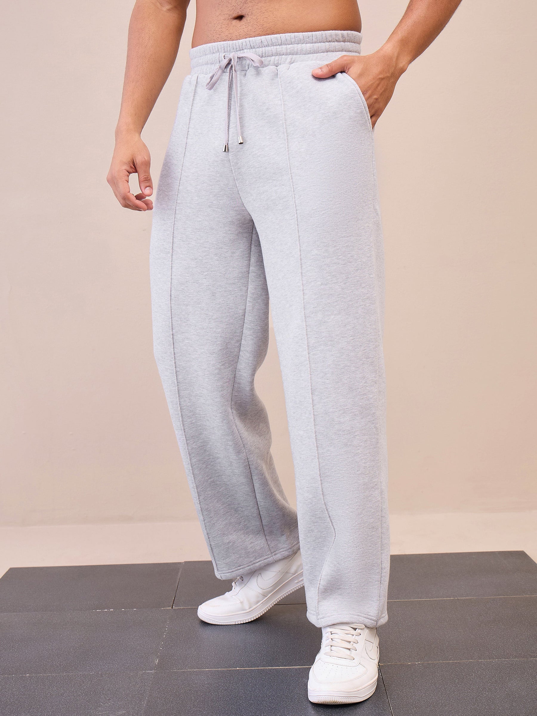 Grey Pintuck Oversize Sweatpants-MASCLN SASSAFRAS