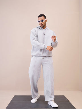 Grey Pintuck Oversize Sweatpants-MASCLN SASSAFRAS