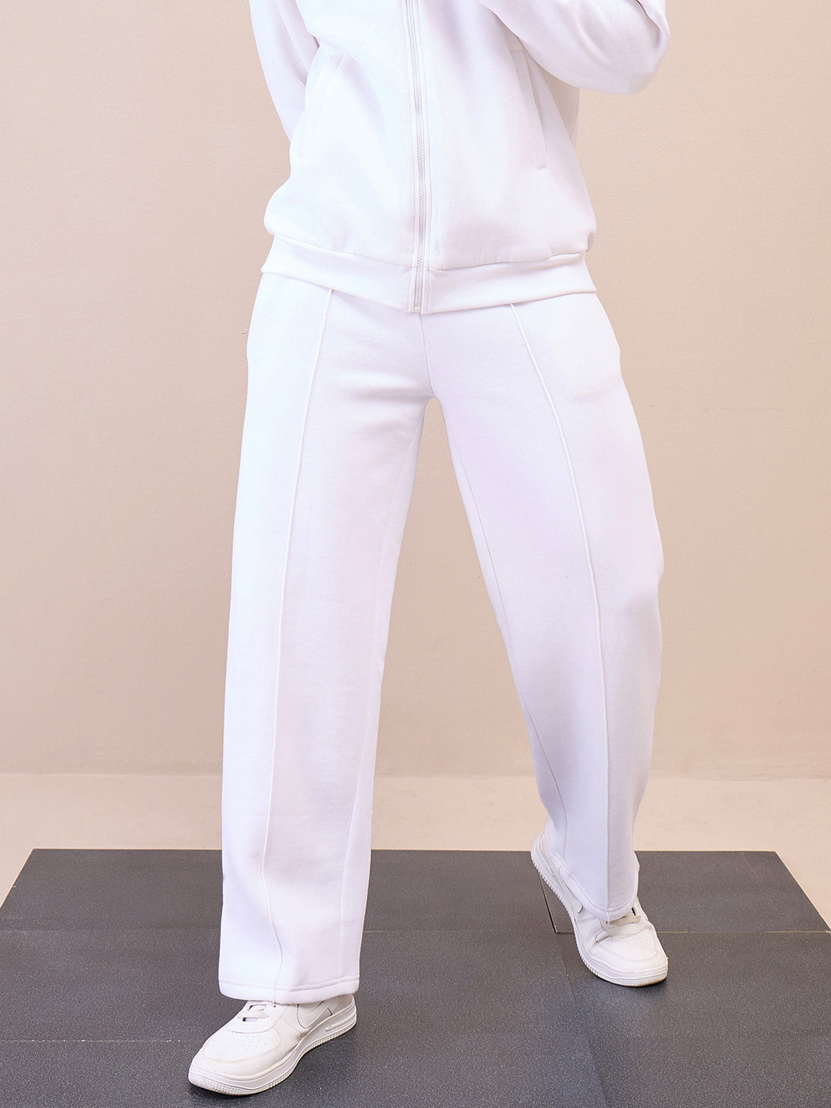 White Pintuck Oversize Sweatpants-MASCLN SASSAFRAS