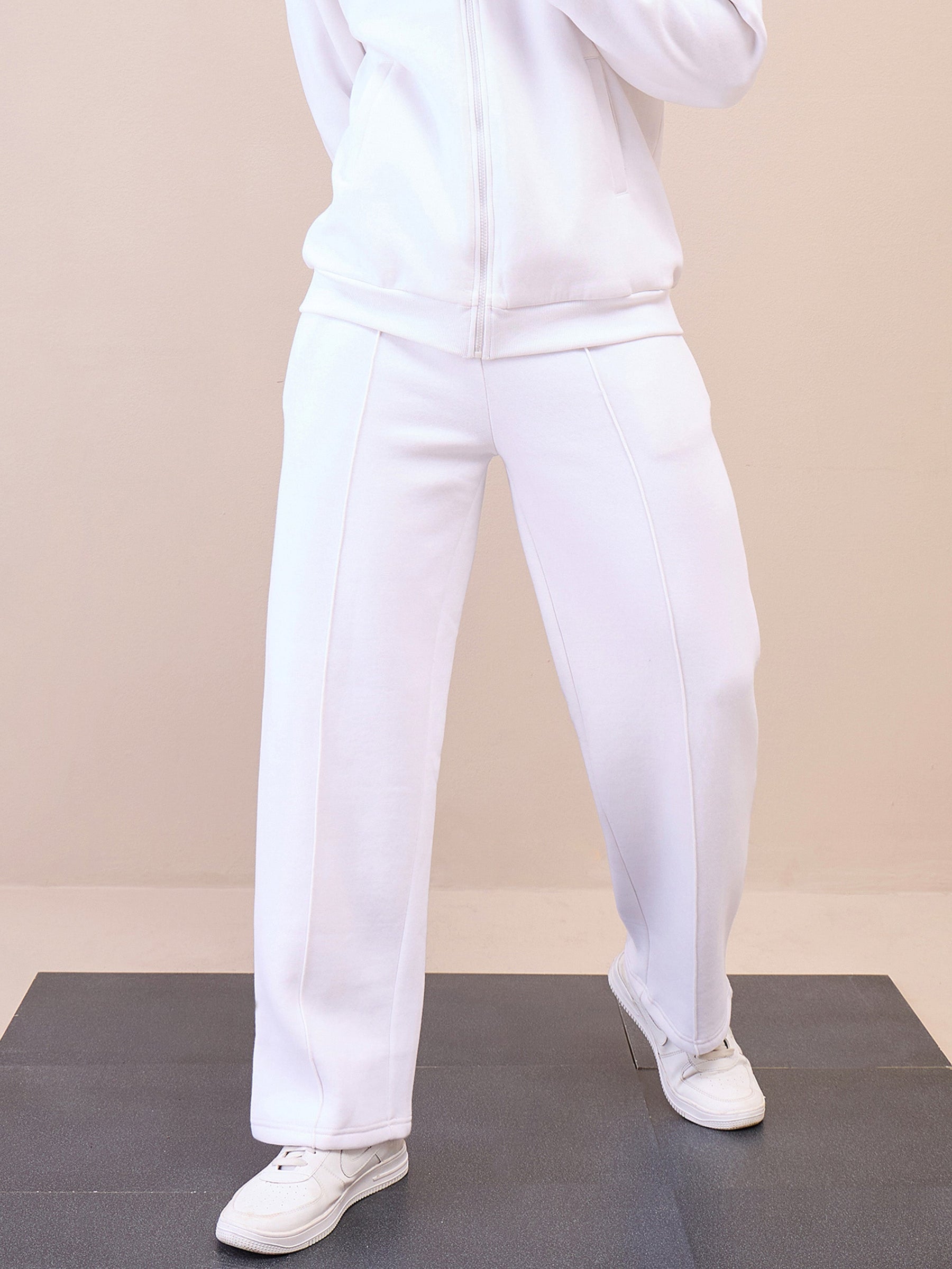 White Pintuck Oversize Sweatpants-MASCLN SASSAFRAS