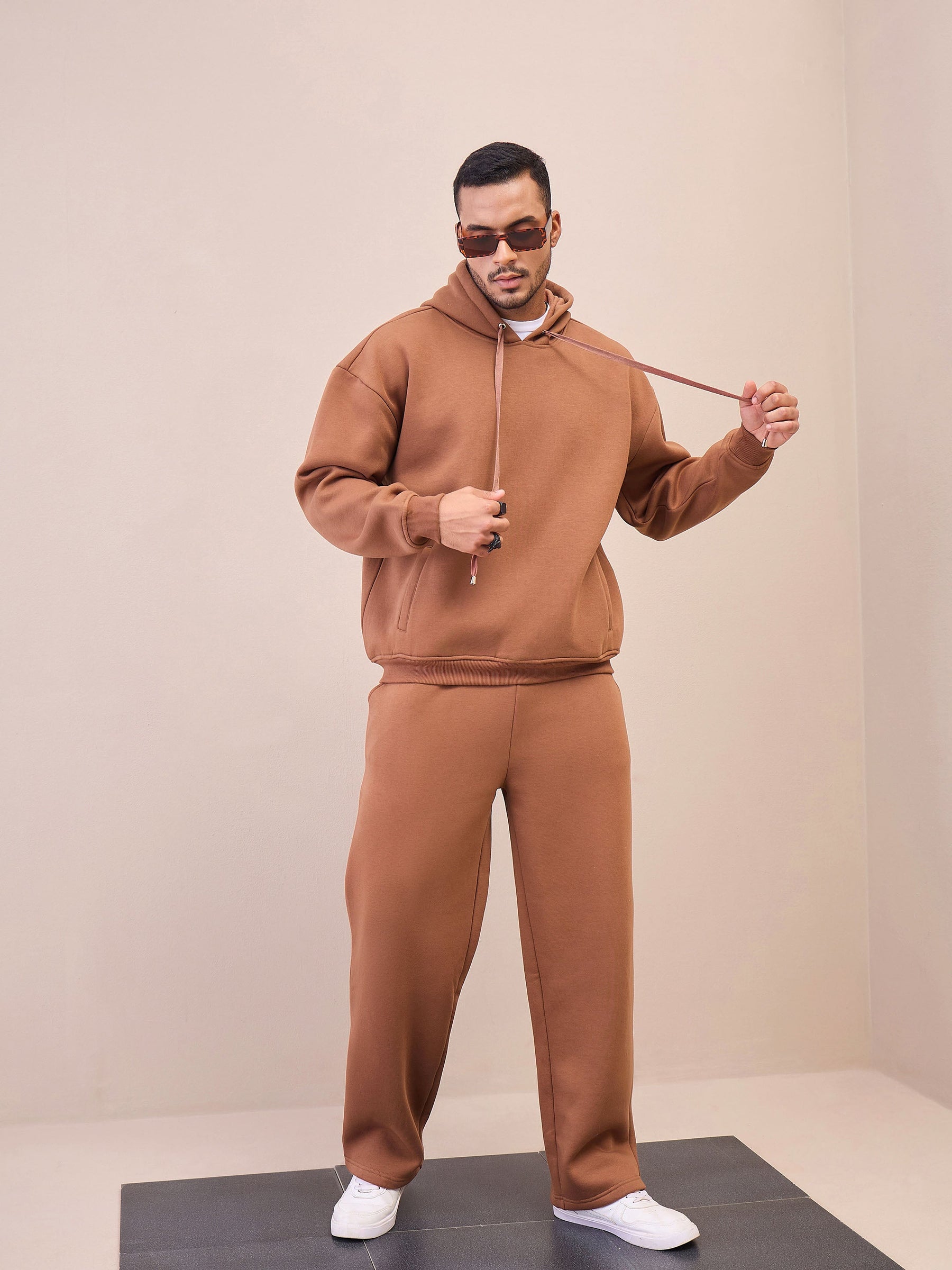 Brown Oversize Sweatpants-MASCLN SASSAFRAS