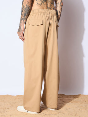 Beige Front Pleated Korean Pants-MASCLN SASSAFRAS