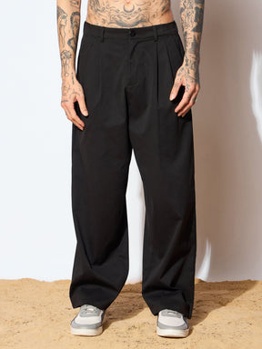 Black Front Pleated Korean Pants-MASCLN SASSAFRAS