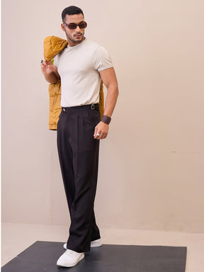 Black Korean Relax Fit Trousers-MASCLN SASSAFRAS