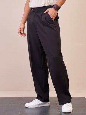 Black Korean Relax Fit Trousers-MASCLN SASSAFRAS