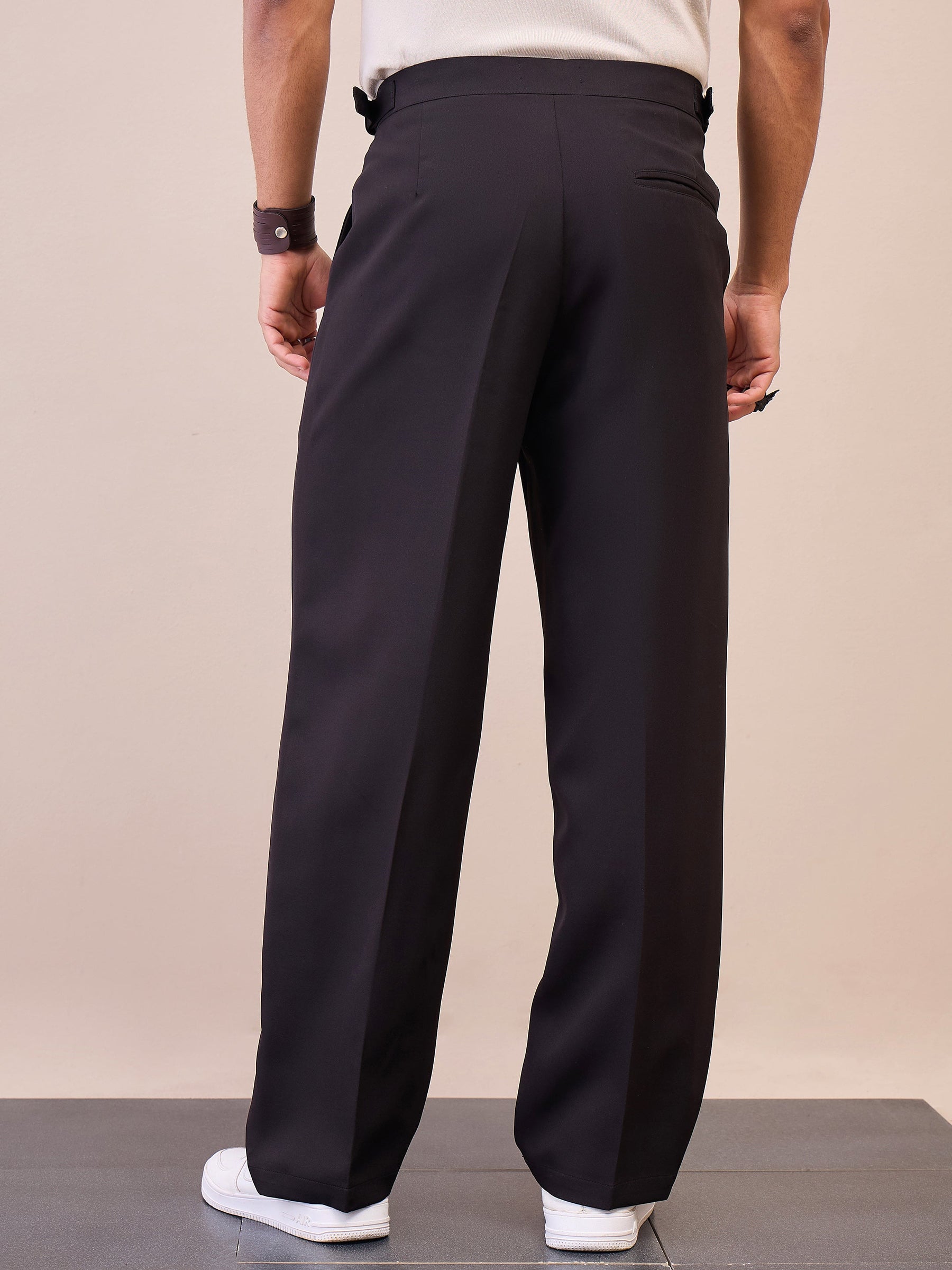 Black Korean Relax Fit Trousers-MASCLN SASSAFRAS