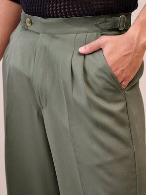 Green Korean Relax Fit Trousers-MASCLN SASSAFRAS