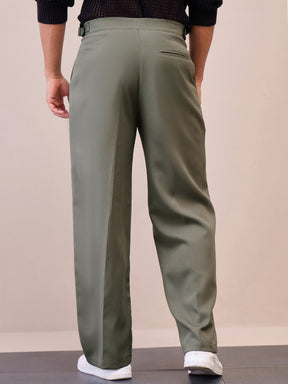 Green Korean Relax Fit Trousers-MASCLN SASSAFRAS