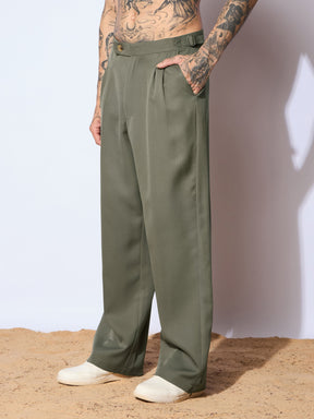 Green Korean Relax Fit Trousers-MASCLN SASSAFRAS