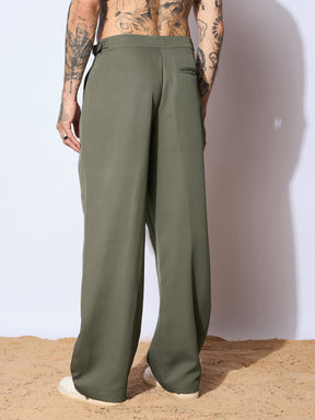 Green Korean Relax Fit Trousers-MASCLN SASSAFRAS