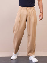 Beige Straight Pleated Trousers-MASCLN SASSAFRAS