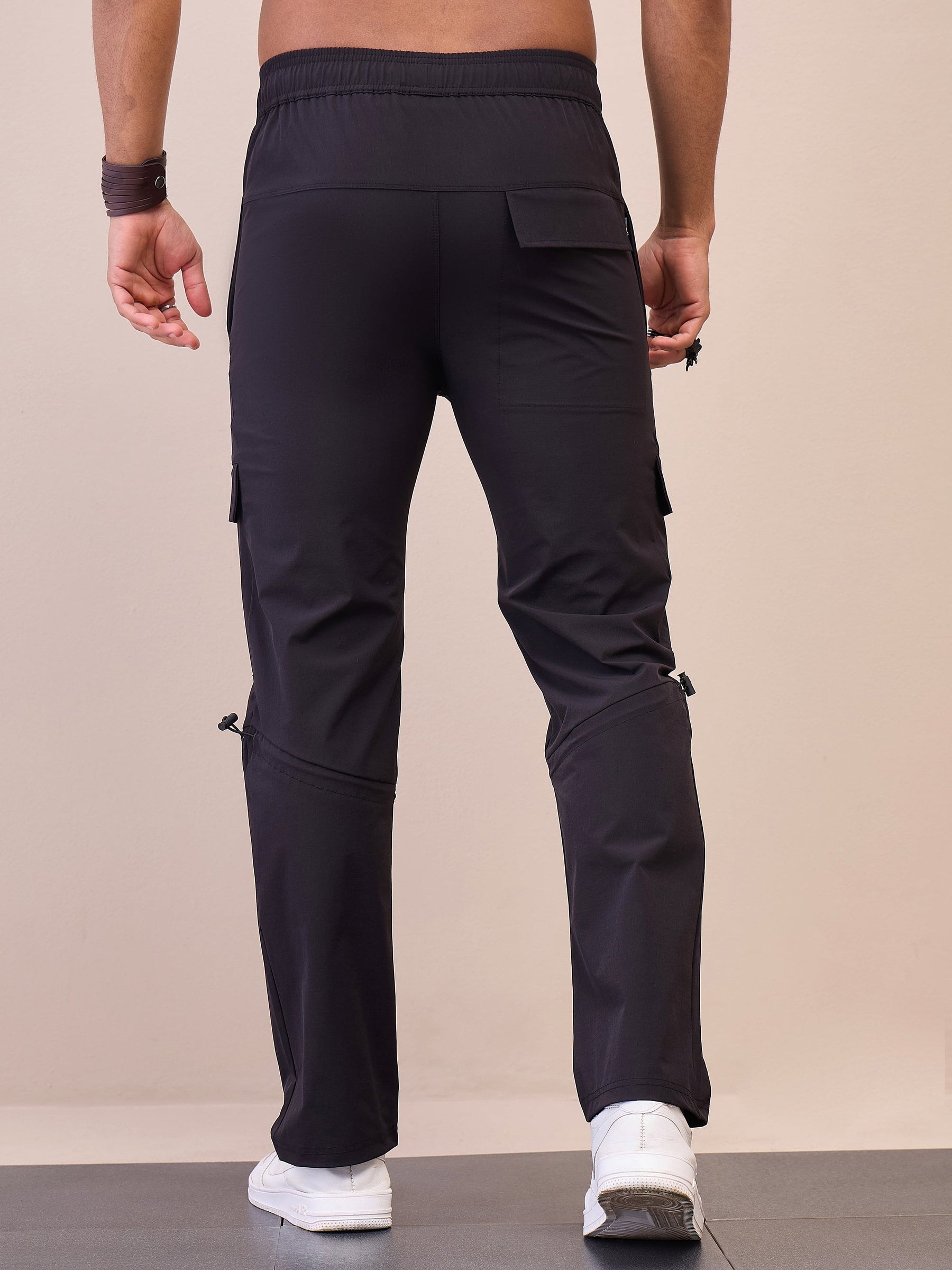 Unisex Black Front Pocket Parachute Pants-MASCLN SASSAFRAS