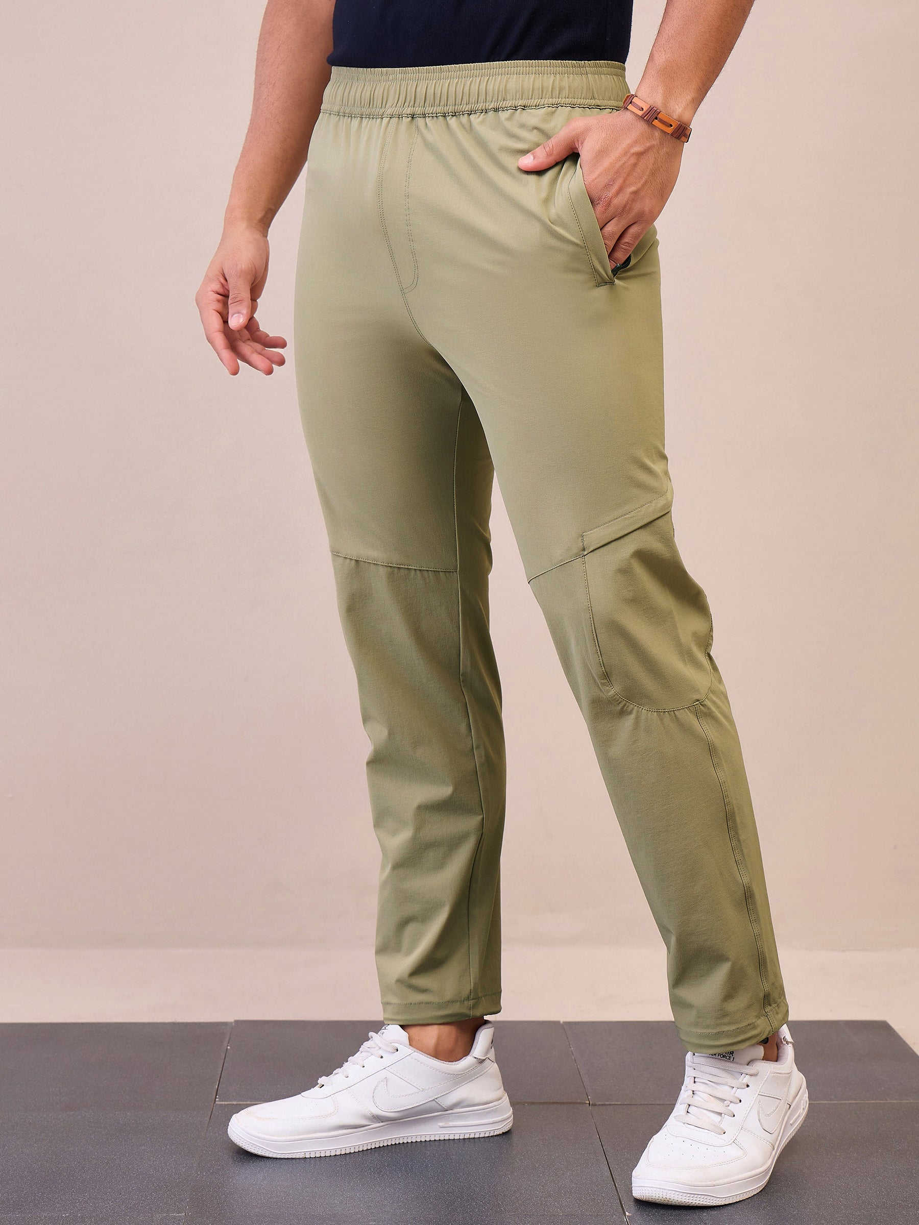 Unisex Green Front Zipper Parachute Pants-MASCLN SASSAFRAS