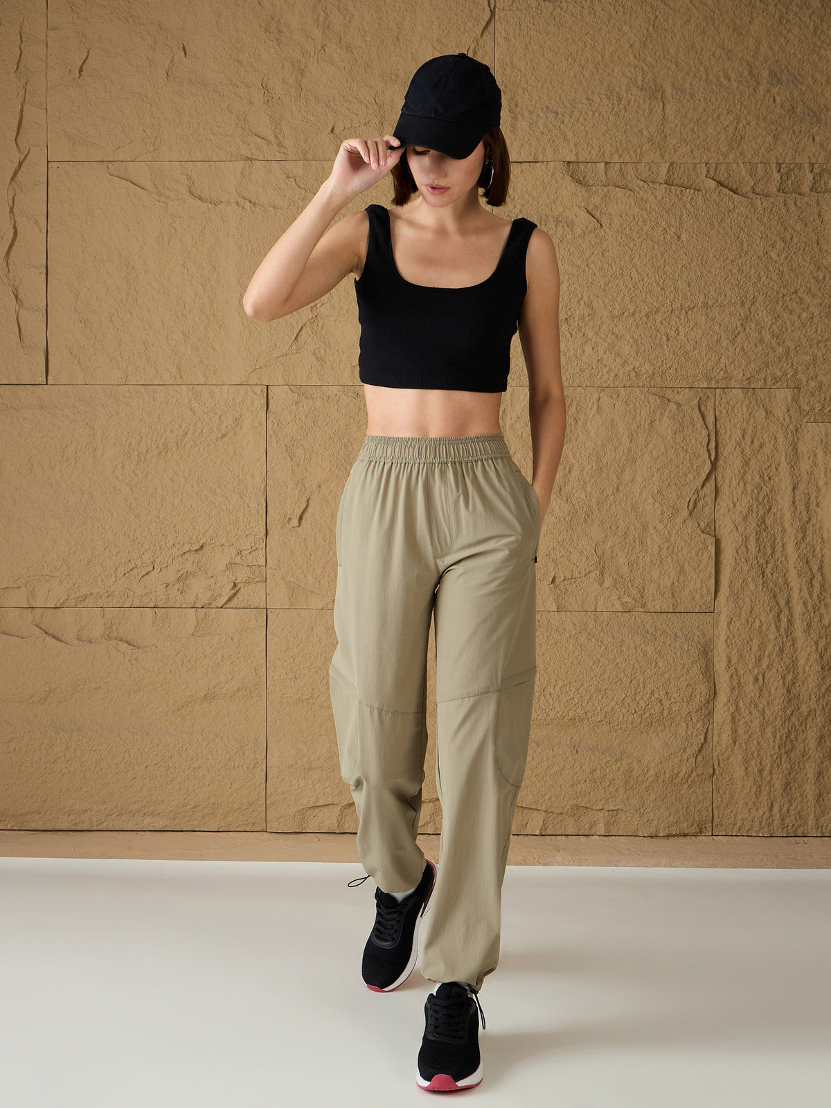 Unisex Green Front Zipper Parachute Pants-SASSAFRAS