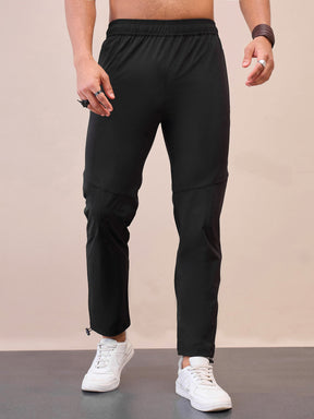 Unisex Black Front Zipper Parachute Pants-MASCLN SASSAFRAS