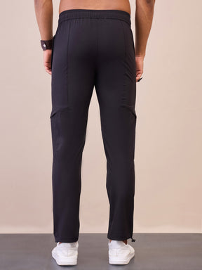 Unisex Black Front Zipper Parachute Pants-MASCLN SASSAFRAS