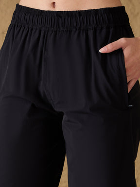 Unisex Black Front Zipper Parachute Pants-SASSAFRAS