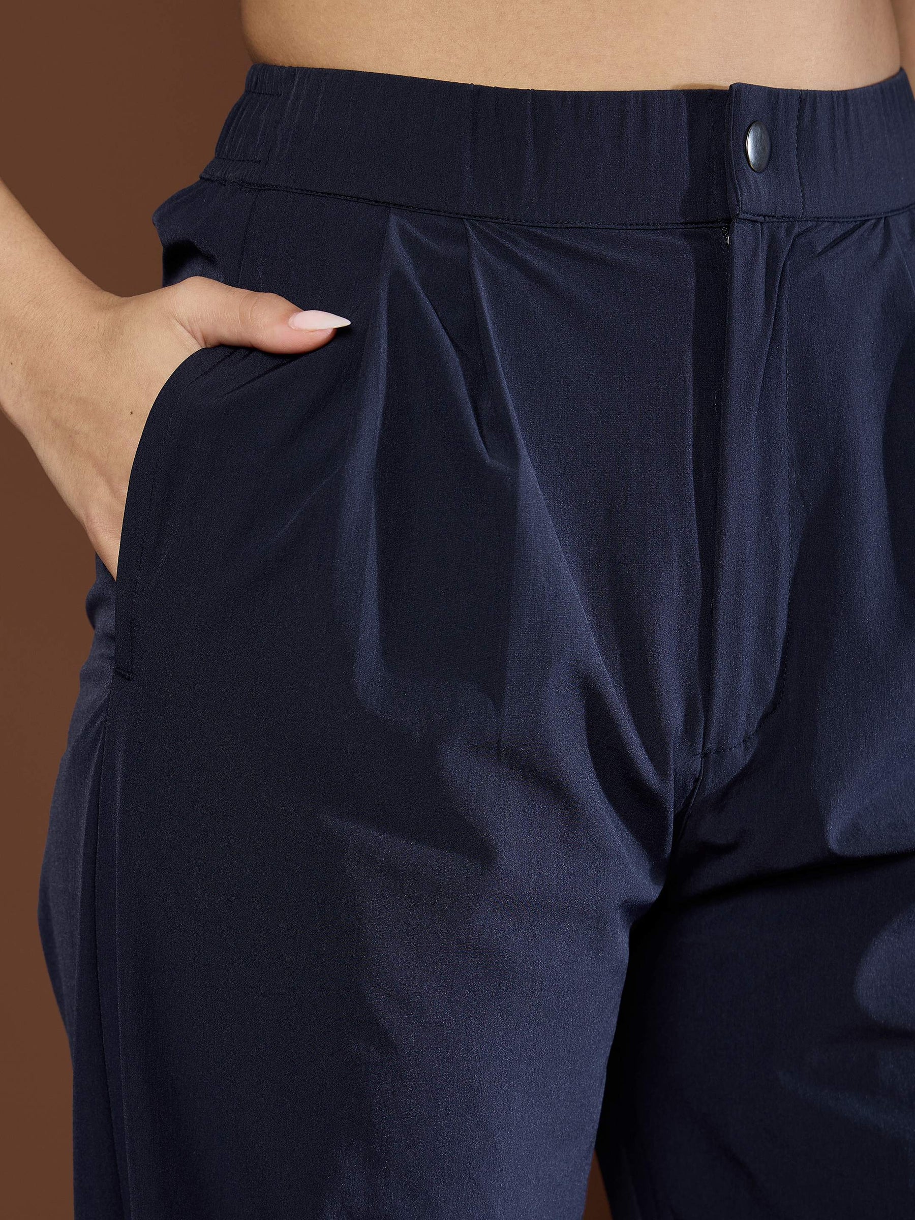 Unisex Navy Front Dart Baggy Parachute Pants-MASCLN SASSAFRAS