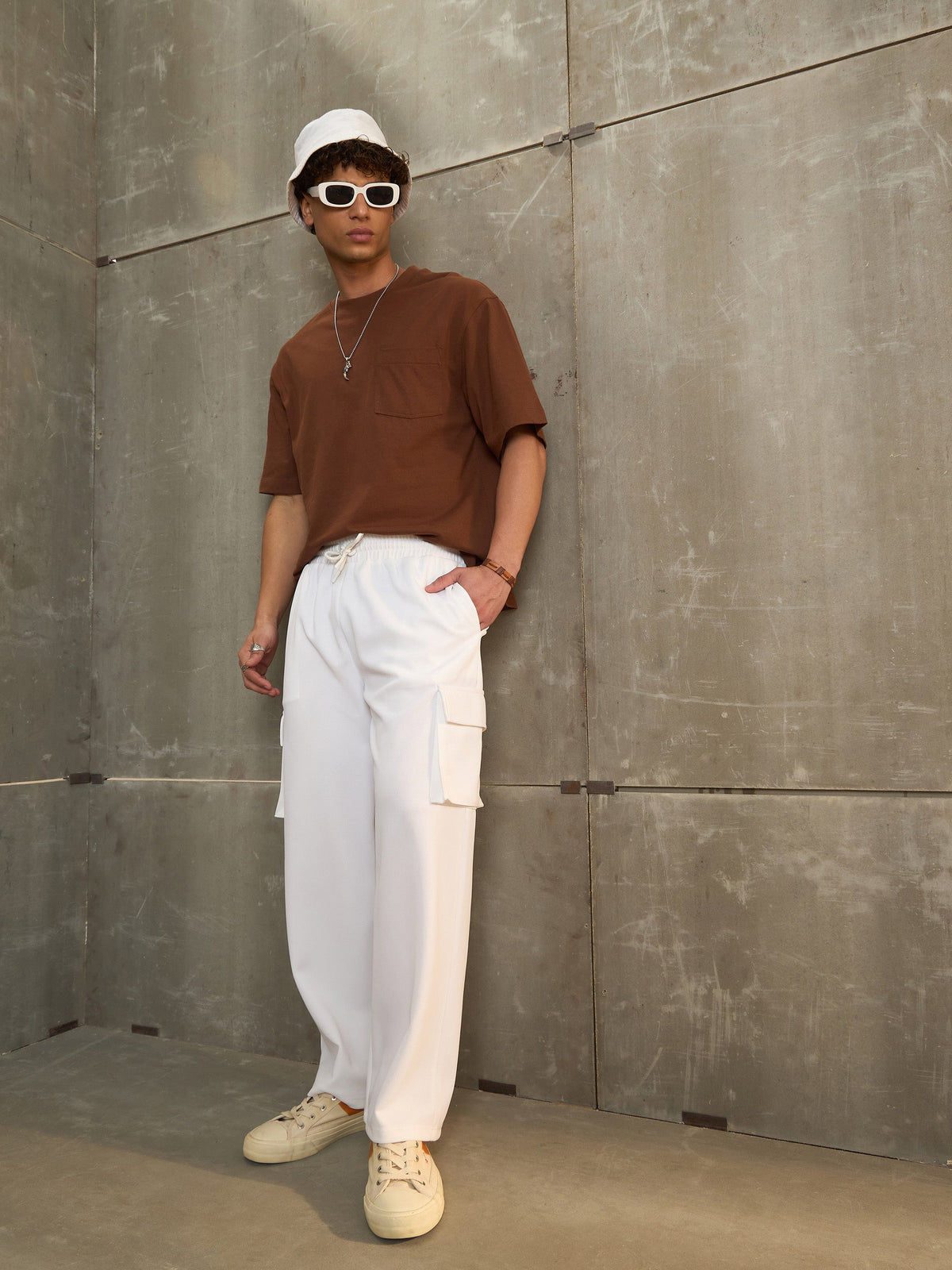 White Side Pocket Wide Leg Pants-MASCLN SASSAFRAS