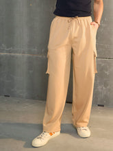 Beige Side Pocket Wide Leg Pants-MASCLN SASSAFRAS