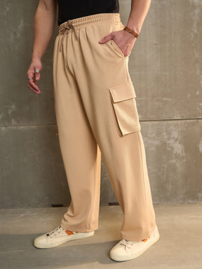 Beige Side Pocket Wide Leg Pants-MASCLN SASSAFRAS