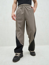 Unisex Dark Grey Bottom Color Block Baggy Parachute Pants-MASCLN SASSAFRAS