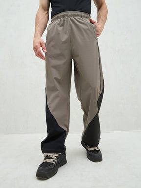 Unisex Dark Grey Bottom Color Block Baggy Parachute Pants-MASCLN SASSAFRAS