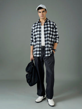 Black Front Belt Relax Fit Korean Trouser-MASCLN SASSAFRAS