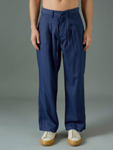 Navy Blue Front Dori Relax Fit Korean Trouser-MASCLN SASSAFRAS