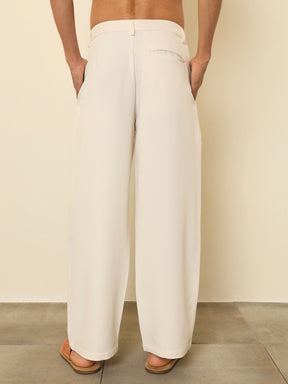 Men White Double-Pleated Basic Korean Pants